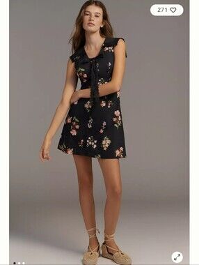 Arose Studio For Anthropologie Charlie Sleeveless Collared Mini Dress Size M